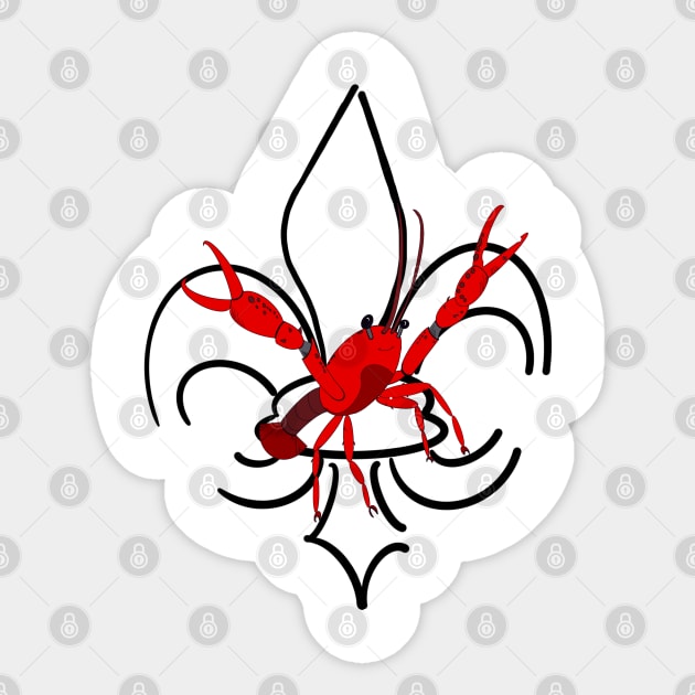 Fleur de lis crawfish Sticker by Stephanie Kennedy 